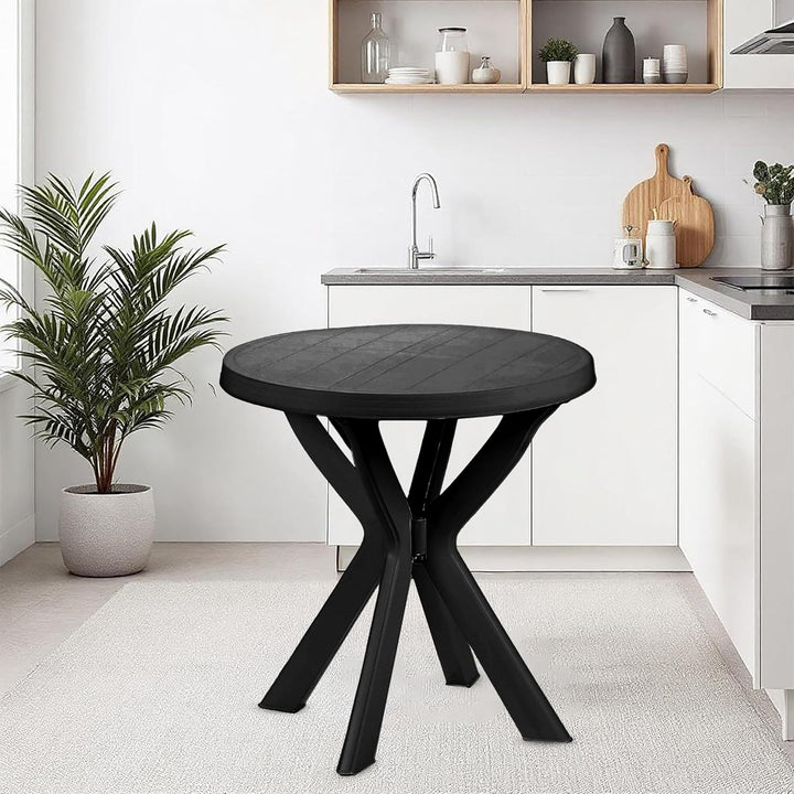 Spetebo Kunststoff Gartentisch rund - 70 cm - Campingtisch im klassischen Design - Balkontisch Terra