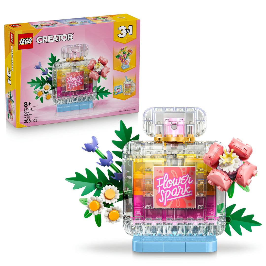 LEGO Creator 3-in-1-Set Parfümflasche mit Blumendeko - Bauspielzeug mit 3 Bauoptionen: Parfümflasche