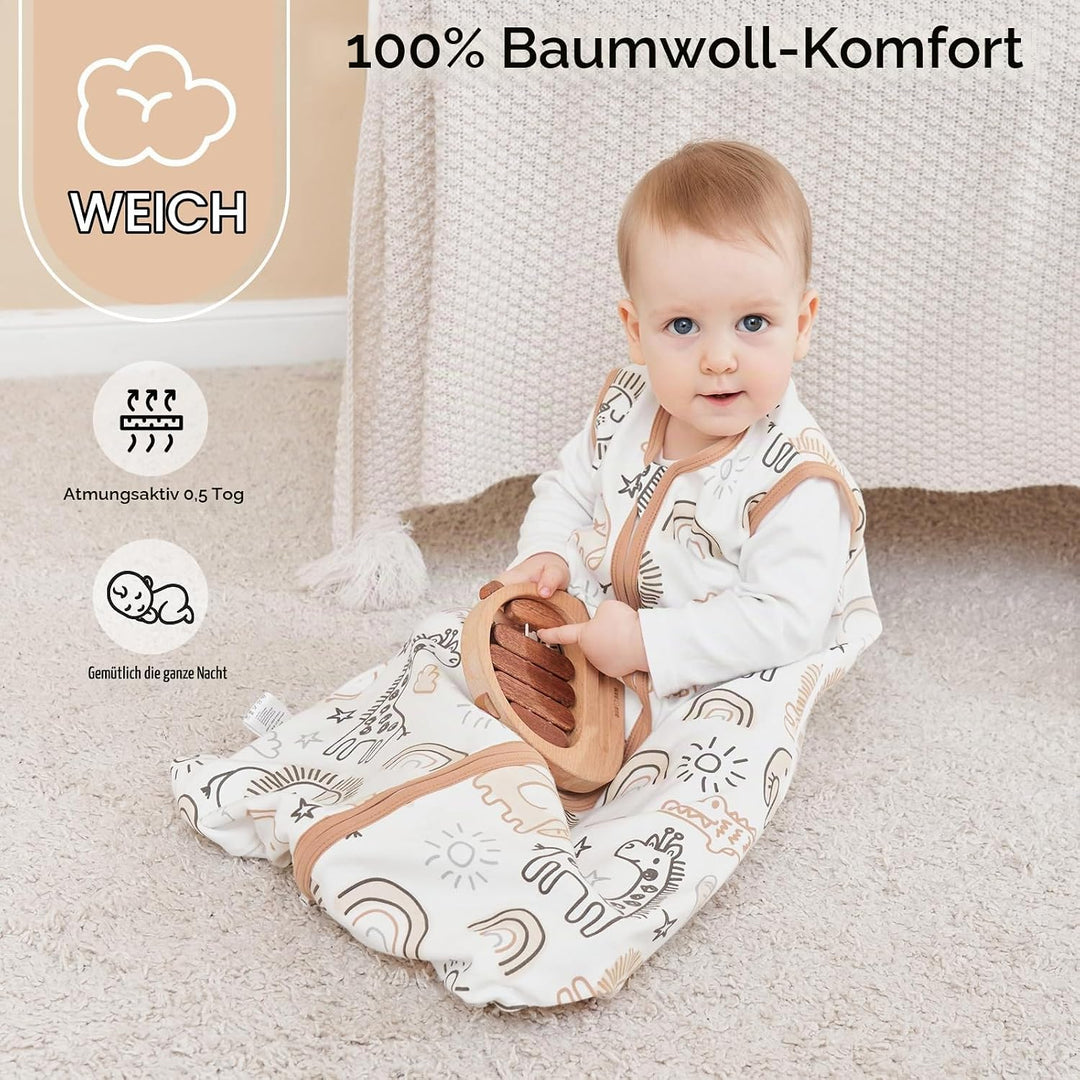 Yoofoss Schlafsack Baby Sommer 0.5 Tog - 3er Pack 84cm/12-18 Monate 100% Baumwolle Sommerschlafsack