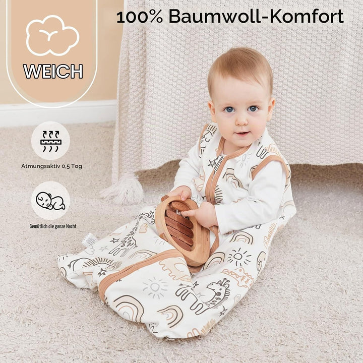 Yoofoss Schlafsack Baby Sommer 0.5 Tog - 3er Pack 78cm/6-12 Monate 100% Baumwolle Sommerschlafsack B
