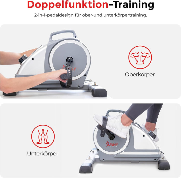 Sunny Health & Fitness Smart-Heimtrainer, Untertisch-Mini-Pedaltrainer mit Doppelfunktion für Senior