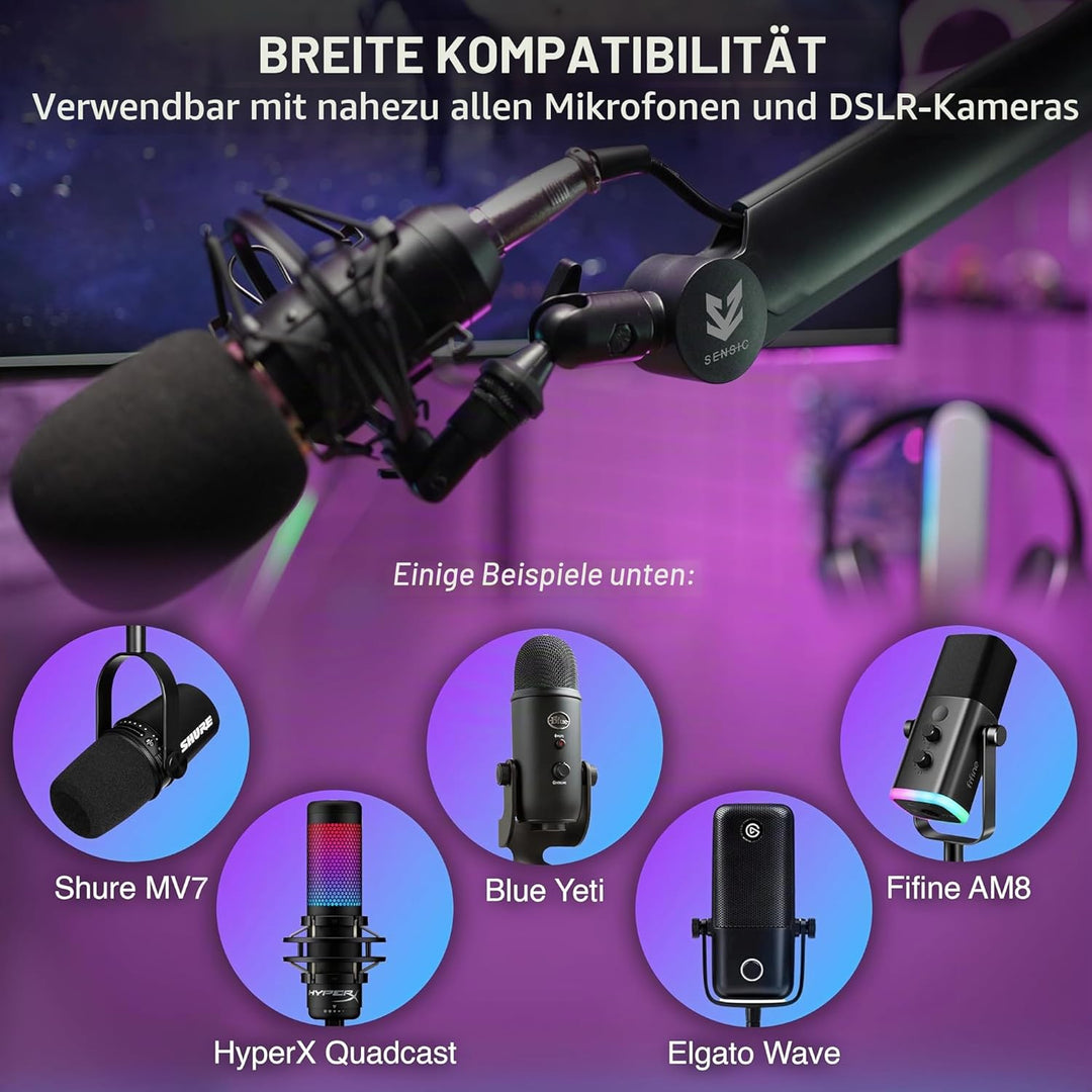 SENSIC SA-30 Mikrofonständer Tisch mit 360° drehbarem Schwenkarm, optionale Erhöhung und 3/8 bis 5/8