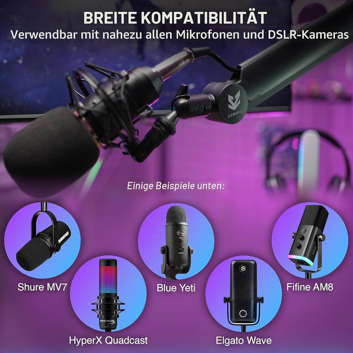 SENSIC SA-30 Mikrofonständer Tisch mit 360° drehbarem Schwenkarm, optionale Erhöhung und 3/8 bis 5/8