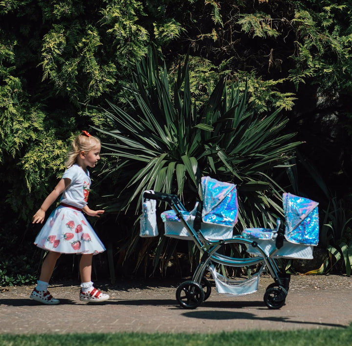 Roma Amy Childs Polly Sparkle Doppel-Puppenwagen 2-in-1 Kinderwagen & Babytragetasche – Meerjungfrau