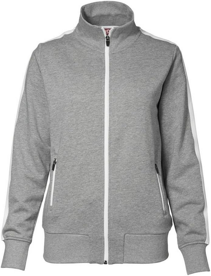 ID Damen Sweatjacke CARDIGAN m. Kontraststreifen (3XL, grau-meliert) Grau-Meliert