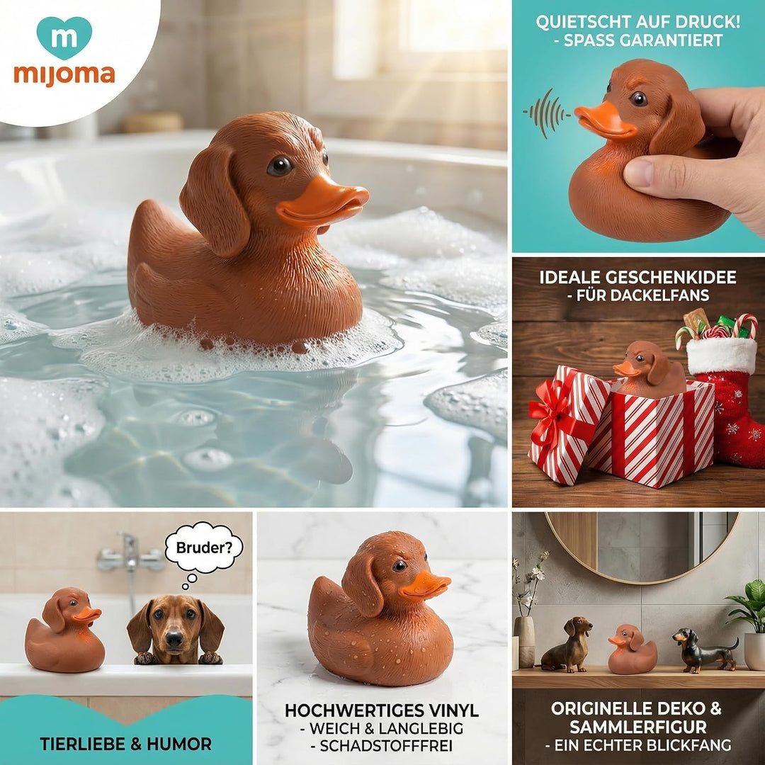 MIJOMA Bade-Dackel – Lustige Dackel-Badeente aus Vinyl – Geschenkidee für Dackelfans – Originelle Qu