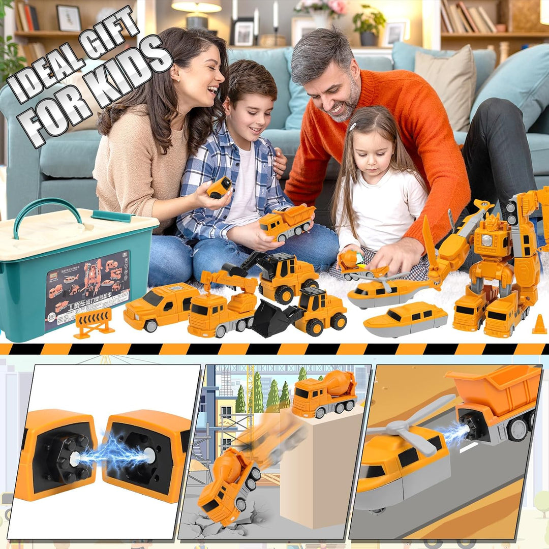 Magnetische Transformers Spielzeug für Kinder, Verformung Roboter Baustellenfahrzeuge Auto Spielzeug