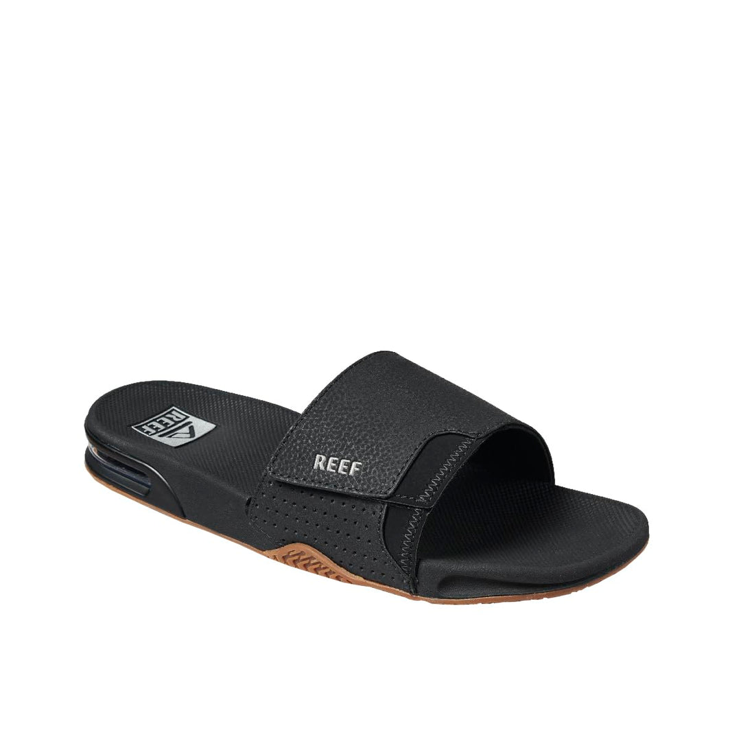 Reef Herren Fanning Slide Flipflop 37.5 EU Black Silver, 39 EU