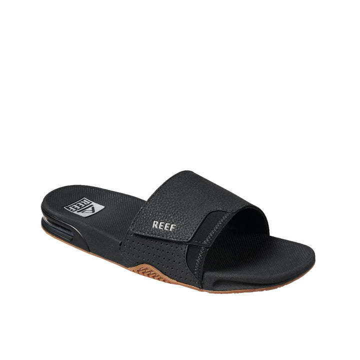 Reef Herren Fanning Slide Flipflop 37.5 EU Black Silver, 39 EU