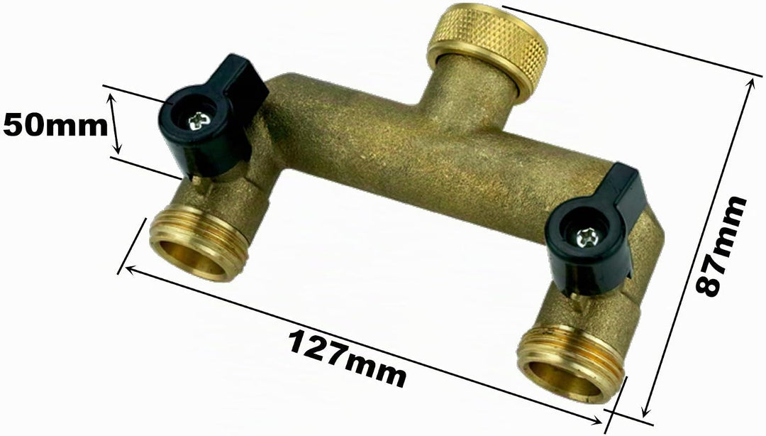 2-Wege Verteiler Wasseranschluss 3/4"IG - 2x3/4"AG Anschluss von 2 Geräten 2-fach Ventile