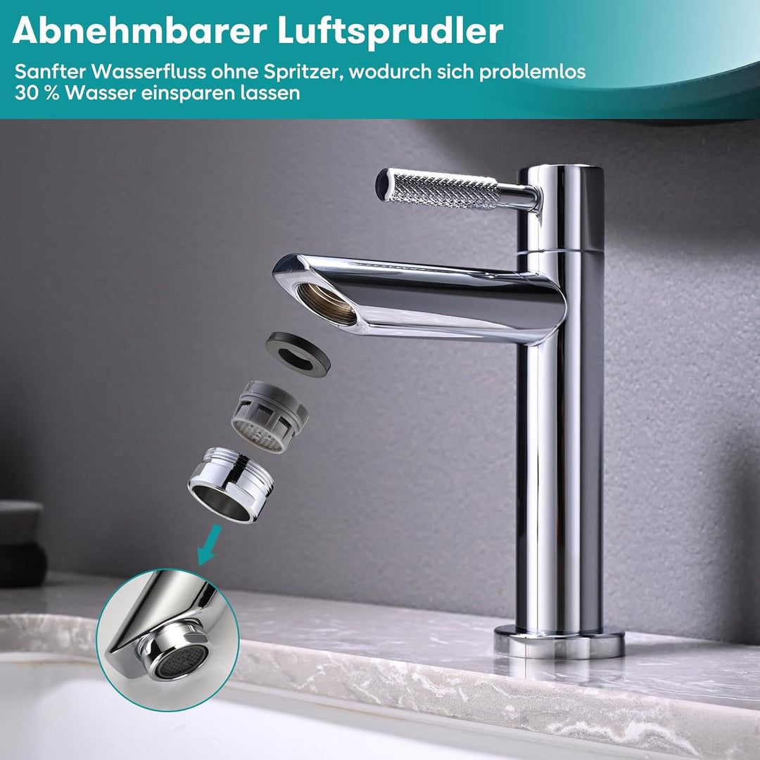JZX Wasserhahn Bad Kaltwasserhahn aus 304 Edelstahl Chrom für Gäste WC | Verchromt, Einhebelarmatur,