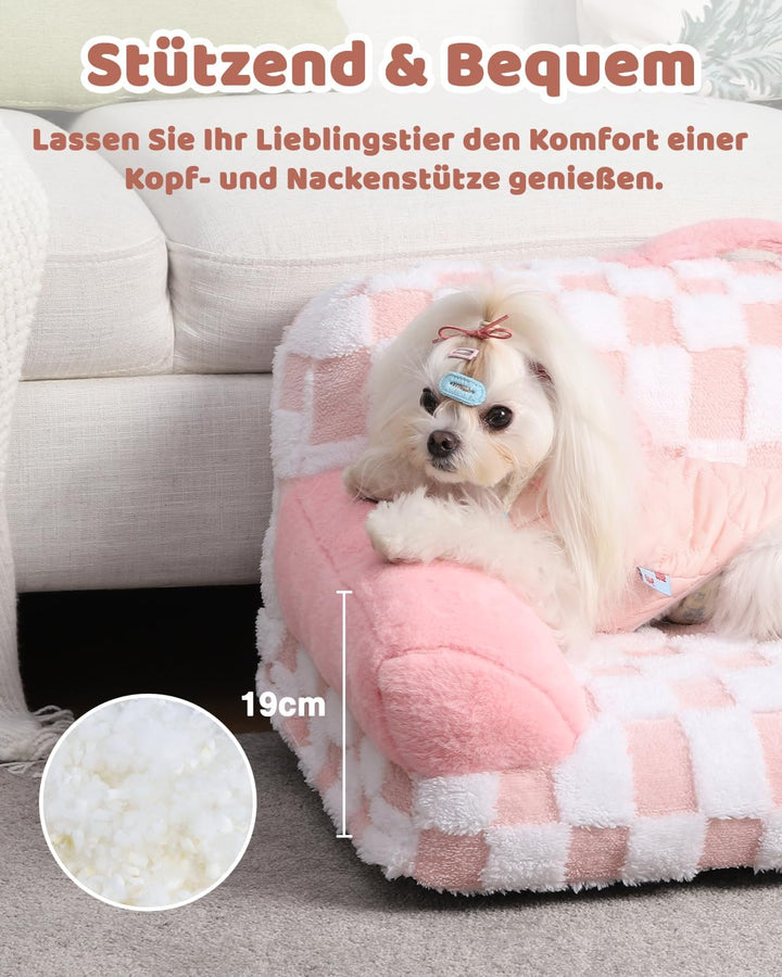 KSIIA Orthopädisches Katzenbett Flauschig 66x37cm, Abnehmbar Katzensofa Hundebett Waschbar, Hundesof