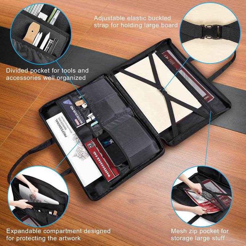 IMAGE Art Portfolio Bag 60 * 45 * 8 cm Black Art Carrying Storage Case Waterproof Drawing Board Bag