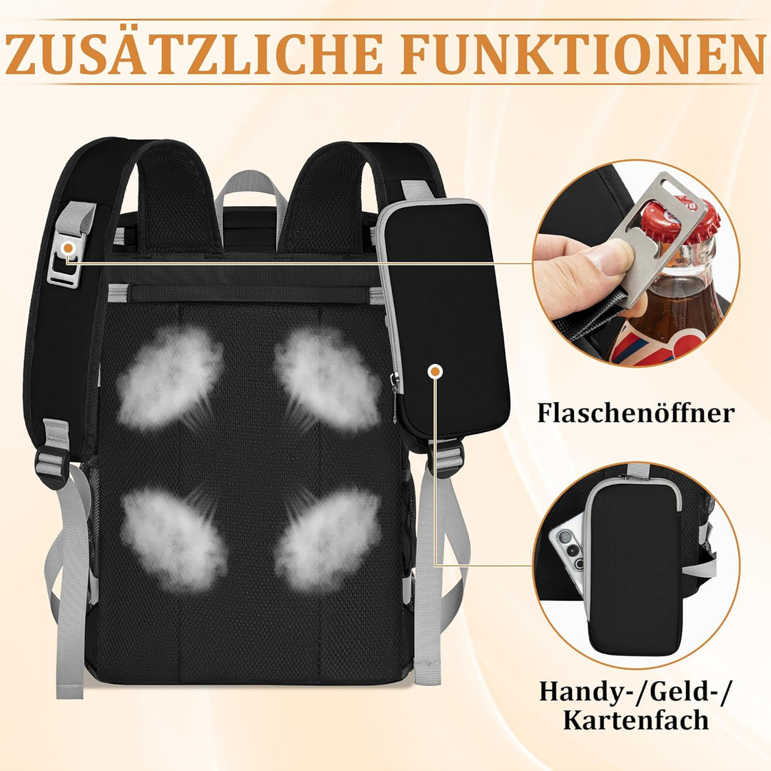 40 Dosen Isolierter Kühlrucksack 30L, Thermo Rucksack Gross, Auslaufsichere wasserdichte Picknickruc