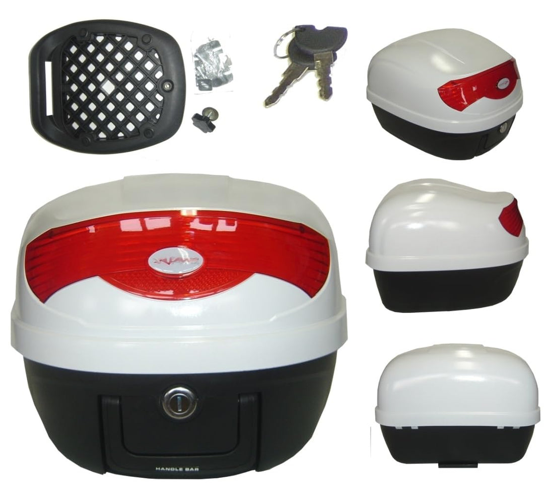A-Pro Box Gepaeck Motorrad Roller Top Case Universal 29lt 3,5 Kg. 2 Schluessel Weiss Weiss, Weiss