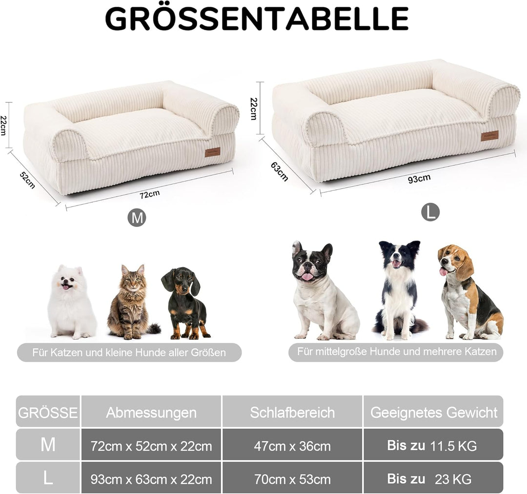 FUKUMARU Katzensofa Bett, Corduroy Gemütliches Katzenbett für drinnen mit abnehmbarem waschbarem Bez