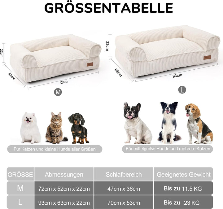 FUKUMARU Katzensofa Bett, Corduroy Gemütliches Katzenbett für drinnen mit abnehmbarem waschbarem Bez