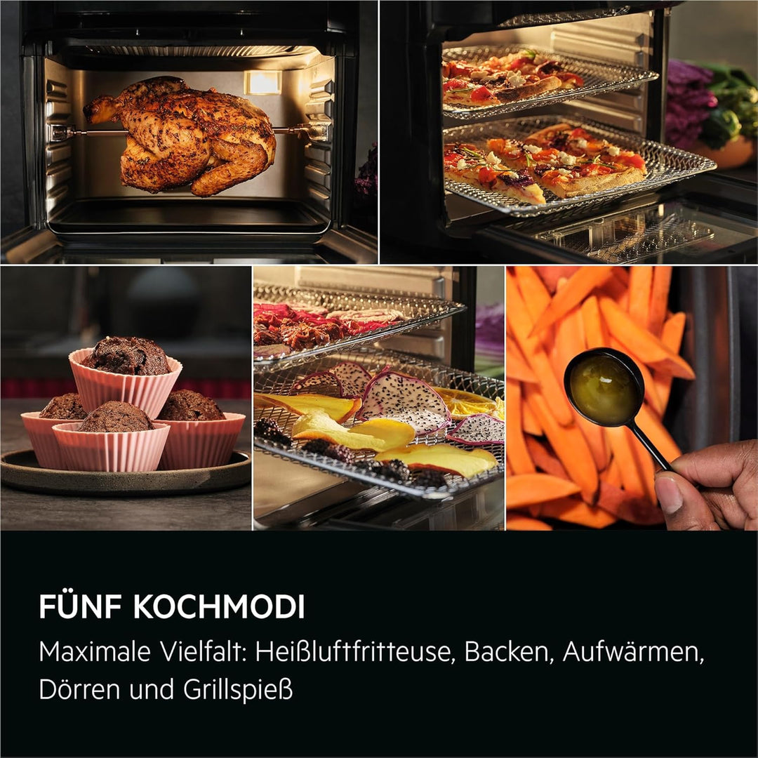 AEG Heissluftfritteuse XXL AAF12B 8000 - Multi-Combo, 12L Fassungsvermögen, 5 Kochmodi, LED-Display,
