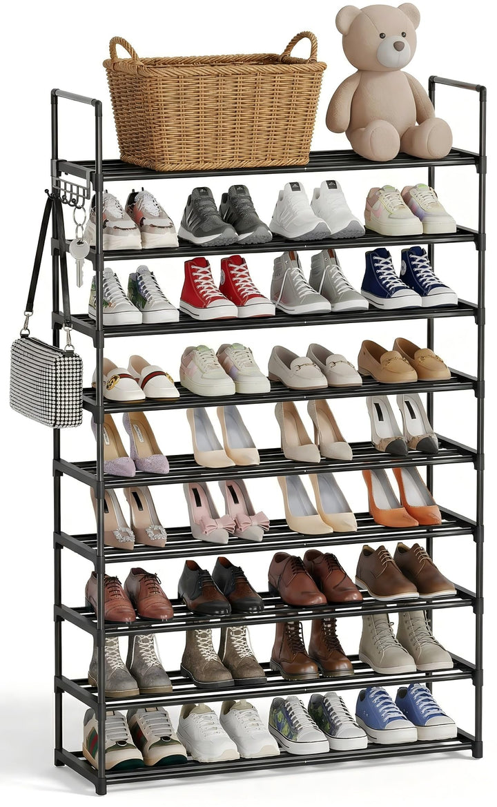 Schuhregal 10 Ebenen, Metall Schuhständer, Schuhaufbewahrung, Schuh-Organizer, platzsparend, für bis