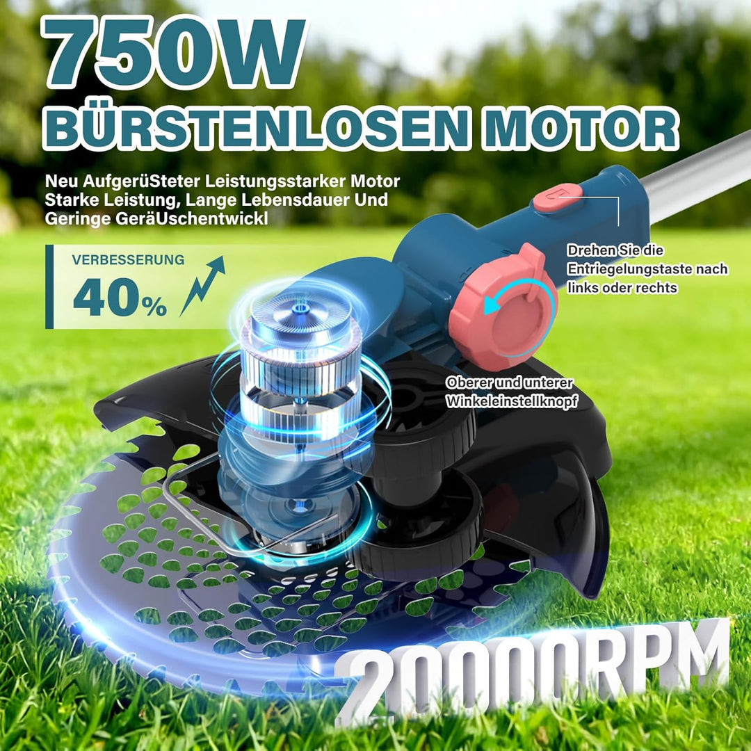 Rasentrimmer mit Akku für Makita Akkus, 2 in 1 Rasentrimmer/Kantenschneider, 21V Freischneider Akku