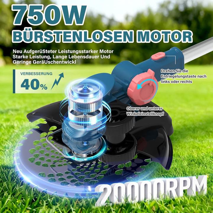 Rasentrimmer mit Akku für Makita Akkus, 2 in 1 Rasentrimmer/Kantenschneider, 21V Freischneider Akku