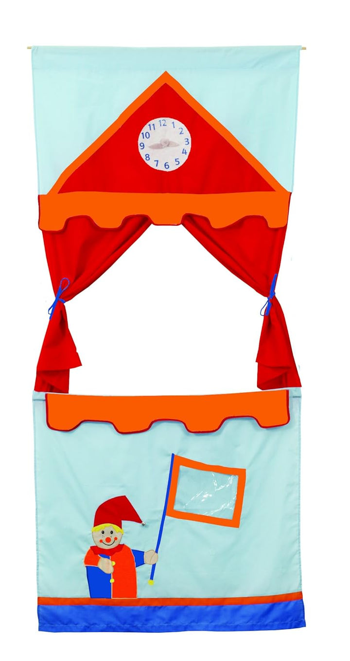 roba Tür Kasperletheater, platzsparendes Kinder Puppentheater inkl. 6 Handpuppen, Kaspertheater zum
