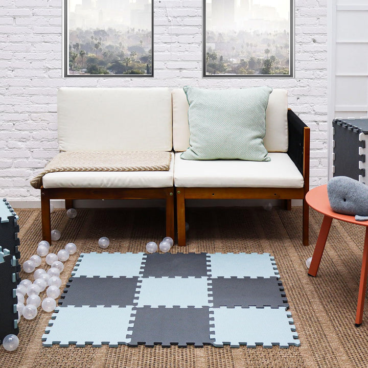 LittleTom Spielmatte Baby Puzzlematte - 9 Matten je 30x30x1 cm Krabbelmatte 90x90 cm Bodenmatte Kind