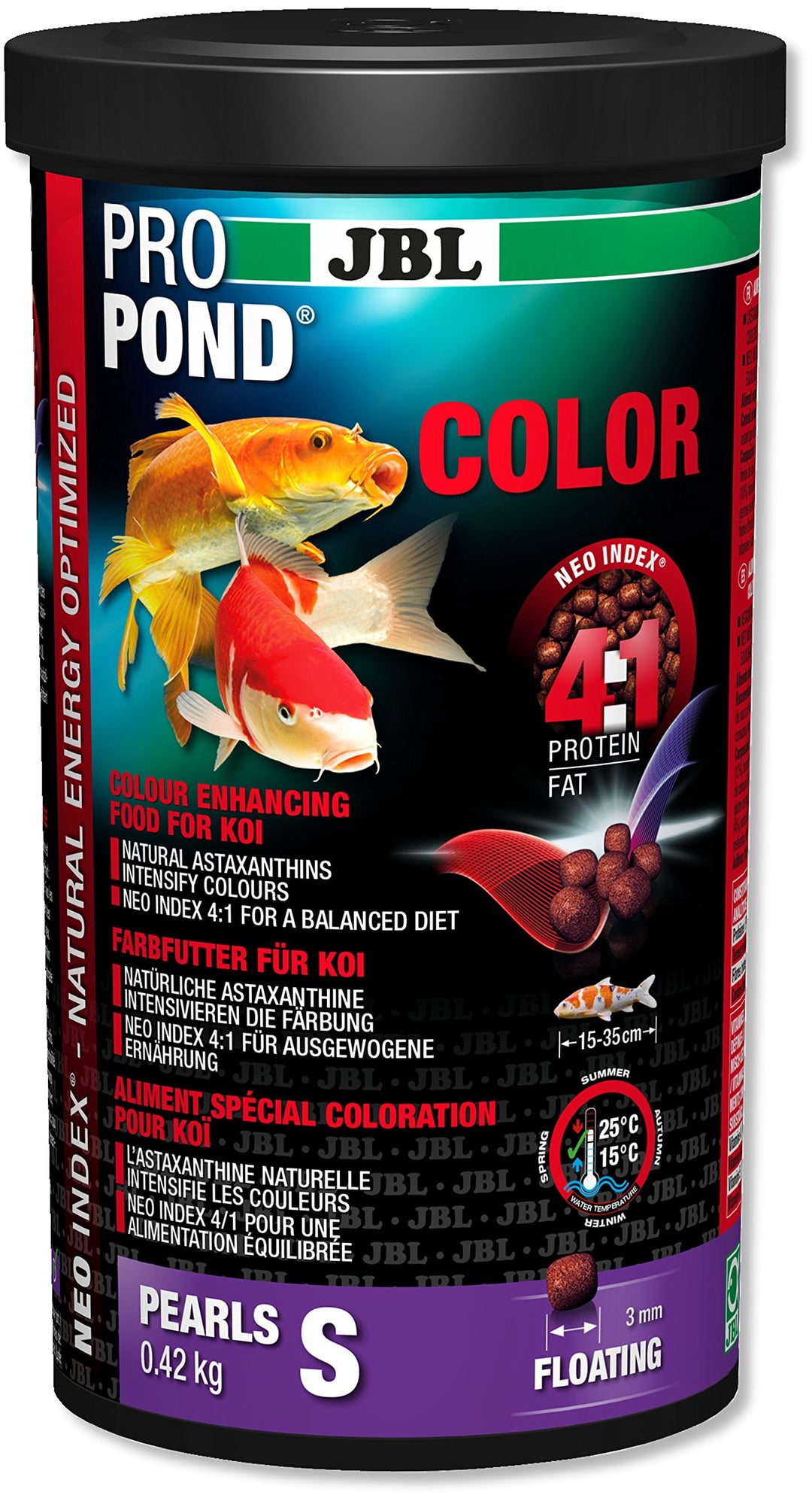 JBL Farbfutter für Koi, Schwimmende Futterperlen, Spezialfutter, PROPOND COLOR, Grösse S, 420 g S 42