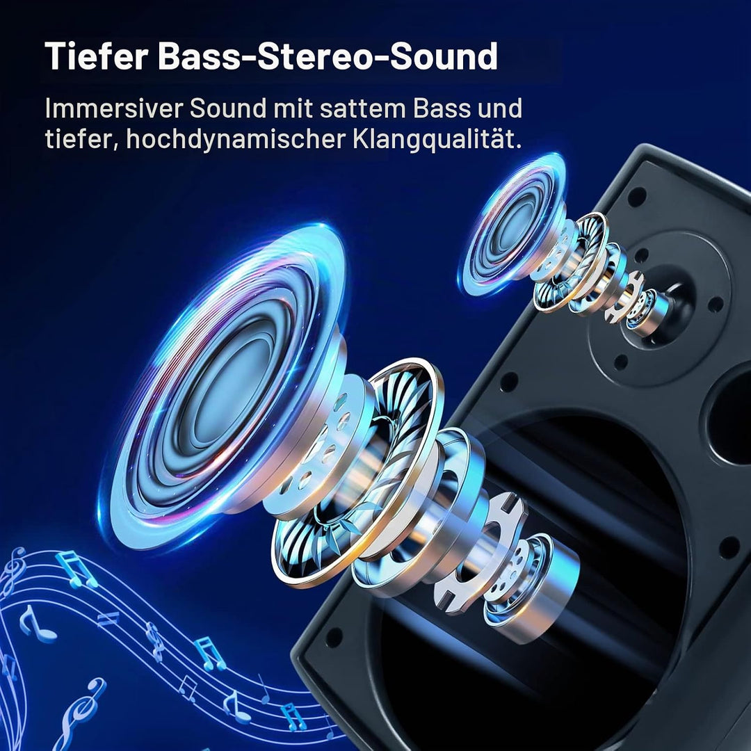 Herdio 6,5 Zoll Outdoor-Lautsprecher Wasserdicht，800W Aussenlautsprecher Mit Bluetooth Stereo-Verstä