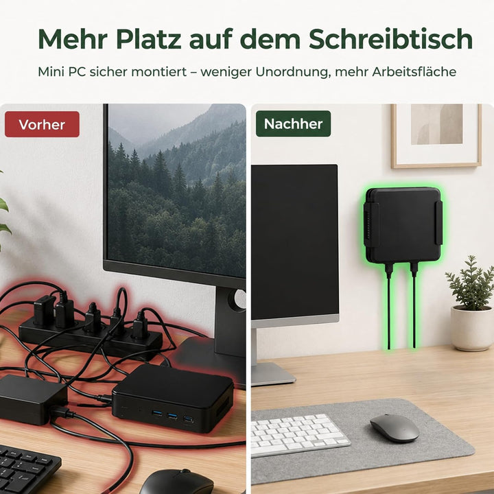 Mini-PC Halterung für GMKtec VESA Wand und Untertisch Halterung für GMKtec G3 Plus / G3 / G1 / M3 /