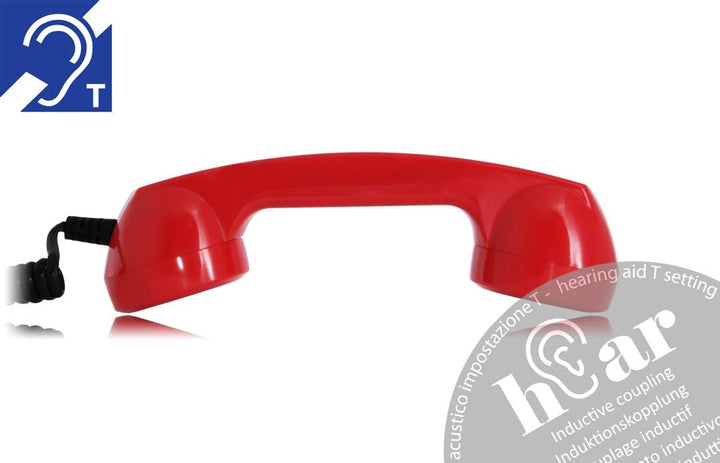 OPIS 60s Micro Hear: Retro Telefonhörer für die Benutzung mit Mobiltelefon und Hörgerät (rot) hEar R