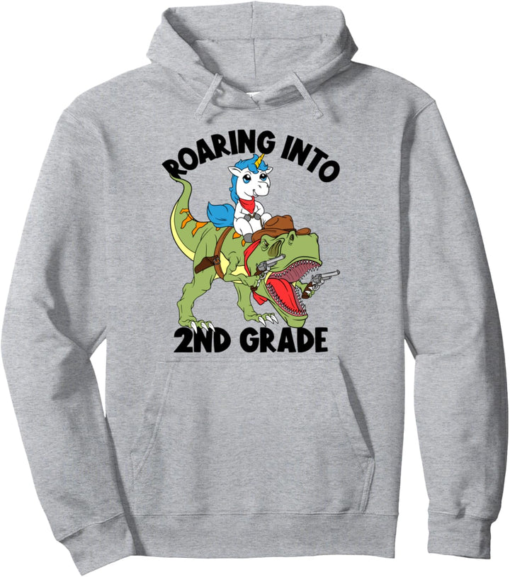 Roaring Into 2nd Grade Kinder Jungen Jungen Dinosaurier Back To School Pullover Hoodie