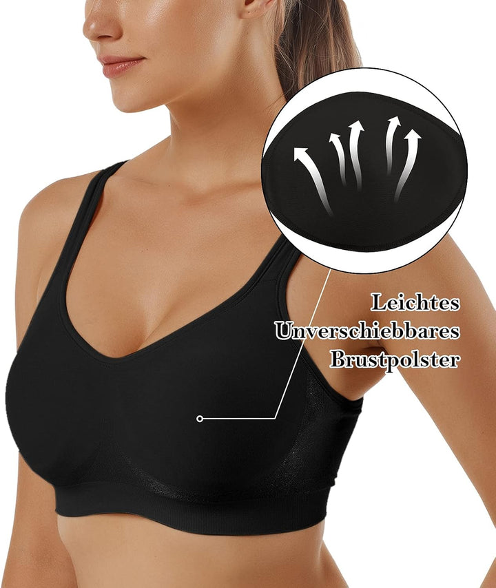 Vertvie Damen 1/2/3er Set Sport BH Einfarbig Ohne Bügel Bustier Klassische Bequem Stretch Bra Mittle