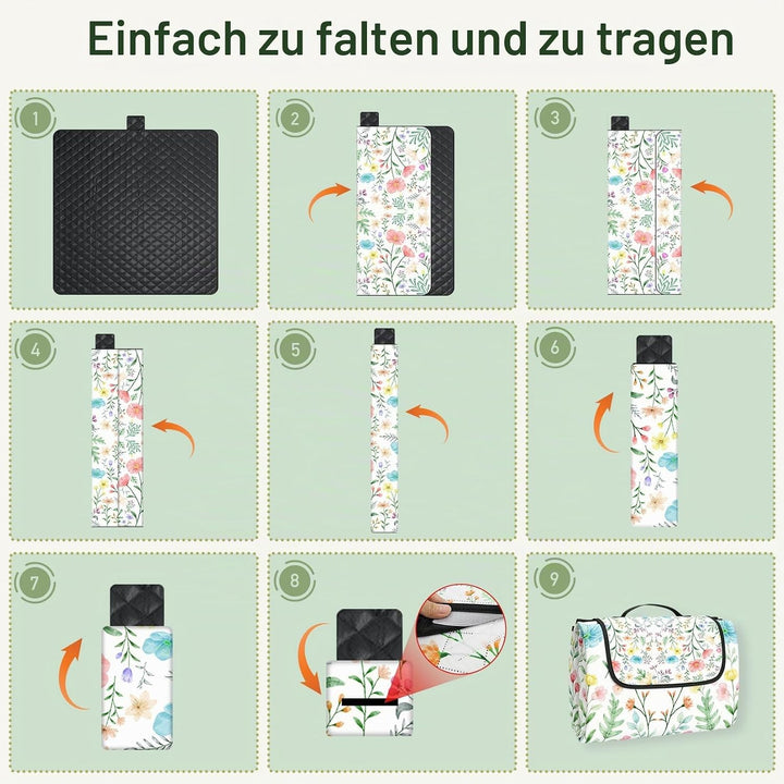 Picknickdecke 200x200 cm, Extra grosse Picknickmatte Wasserdicht Strandmatte Maschinenwaschbar Picni