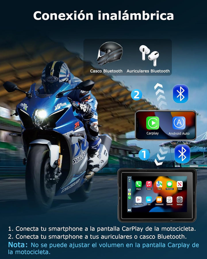 Motorrad Carplay Bildschirm Android Auto Motorrad mit 5 Zoll Wasserdichter Touchscreen, Kabelloses C