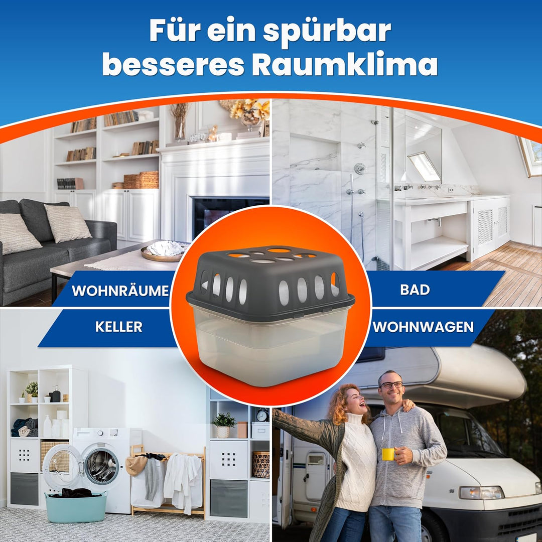 4x Luftentfeuchter ohne Strom + 8x 400g Luftentfeuchter Nachfüllpack - Raumentfeuchter bis 40m² für