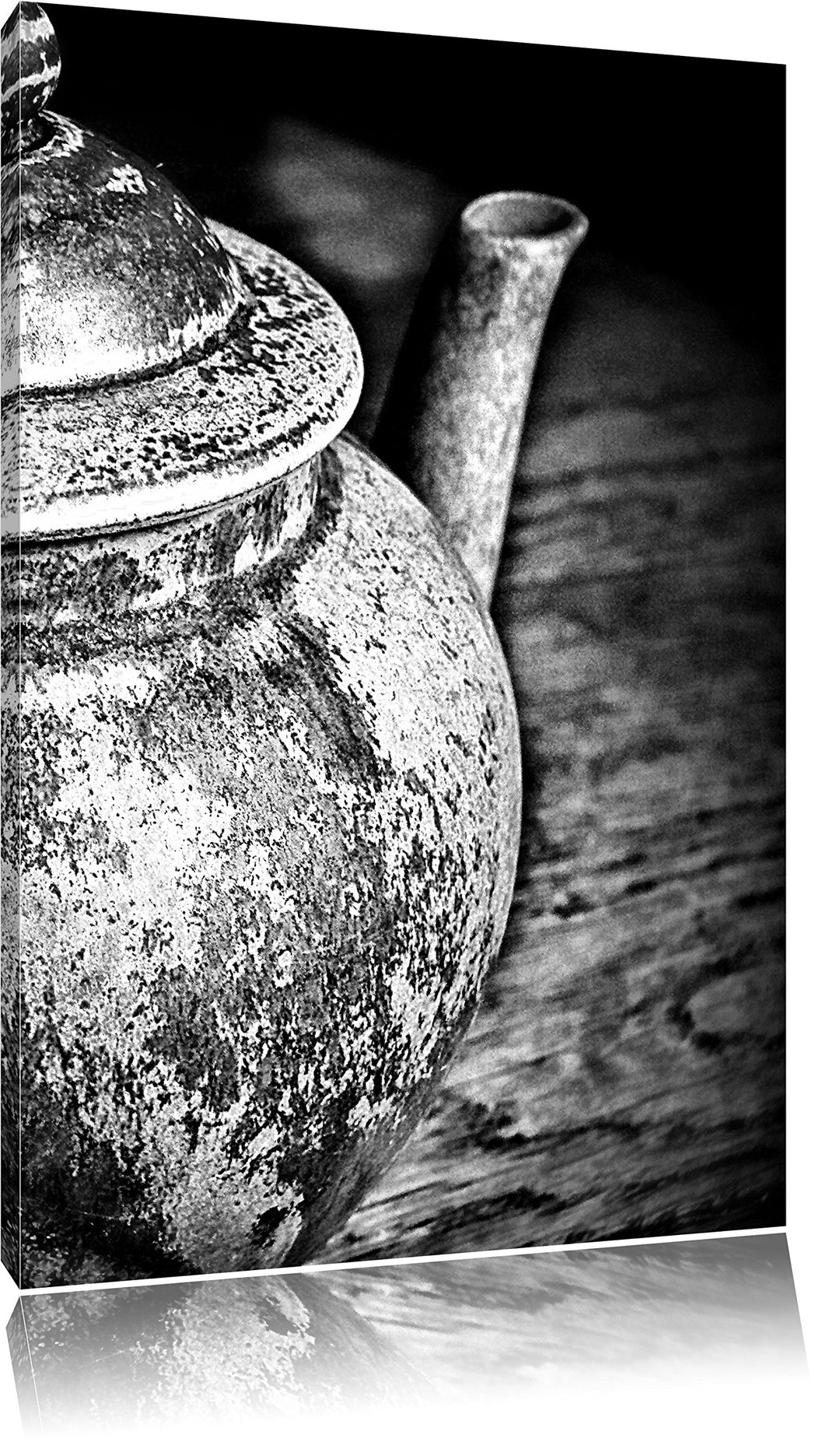 Pixxprint Monocrome, stilvolle alte Teekanne aus Keramik, Format: 100x70 auf Leinwand, 100x70