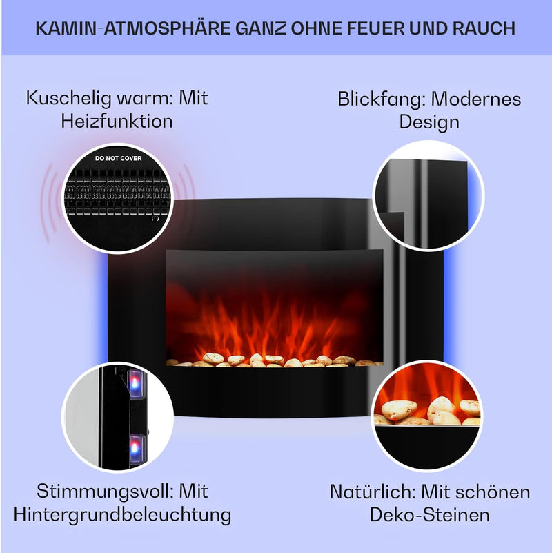 Klarstein Lausanne Elektrokamin - Kamin elektrisch, Elektro Kamin mit Flammensimulation, LED, geräus