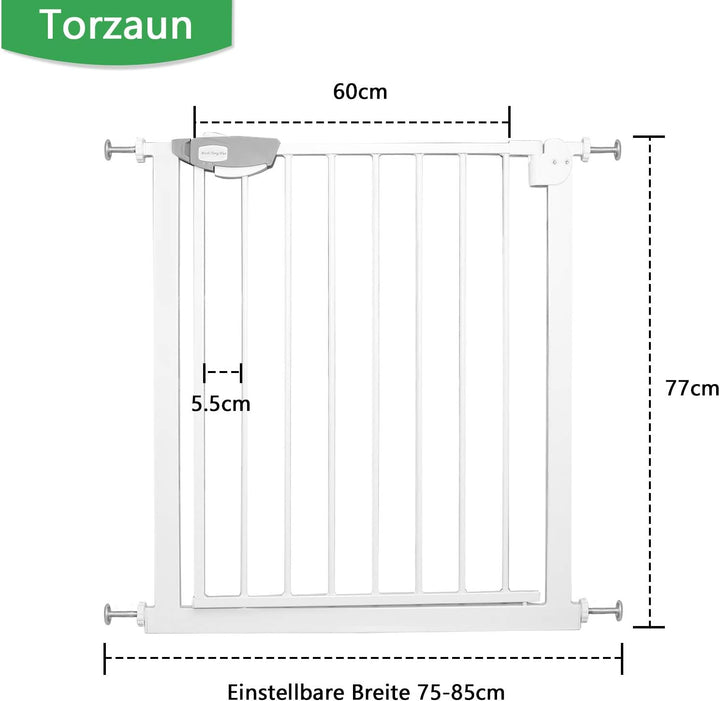 YRHome Türschutzgitter Treppengitter ohne Bohren für Breiten 75-85 cm,180° beidseitig öffnen Autoclo