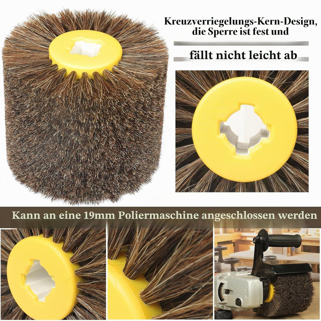 Schleifbürsten, 120x100mm Rosshaarbürste, Polierbürste zum Holzverarbeitung, Grit Bürste Bristle Bür