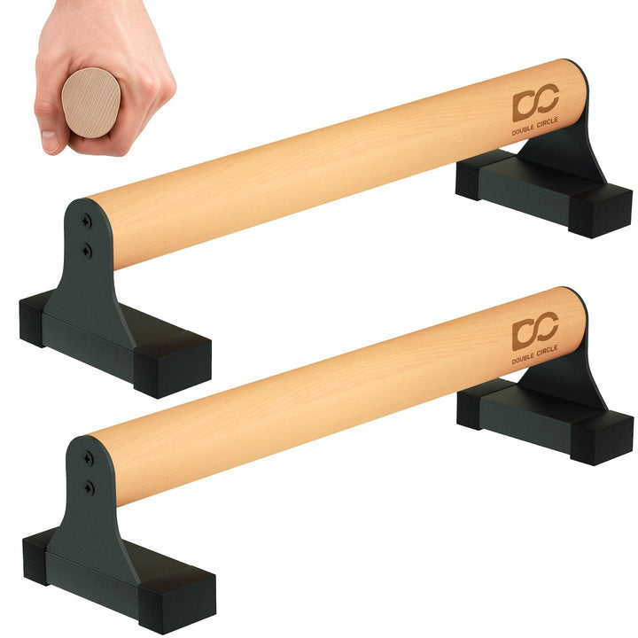 Double Circle Parallettes Liegestützgriffe mit Holzgriffen - Calisthenics Equipment - Rutschfeste Ba