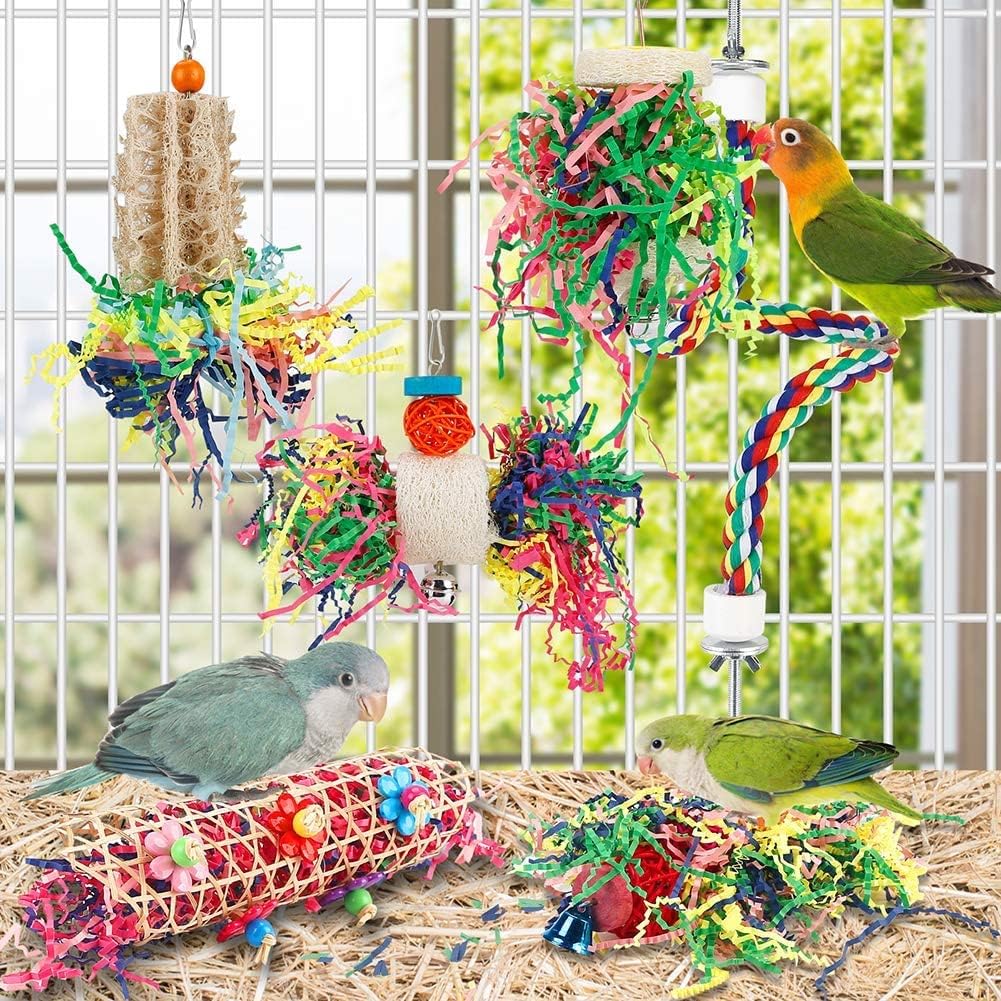 BBjinronjy Vogelspielzeug, Sittichspielzeug, Kauspielzeug, Schreddern, Futtersuchspielzeug, Hängespi