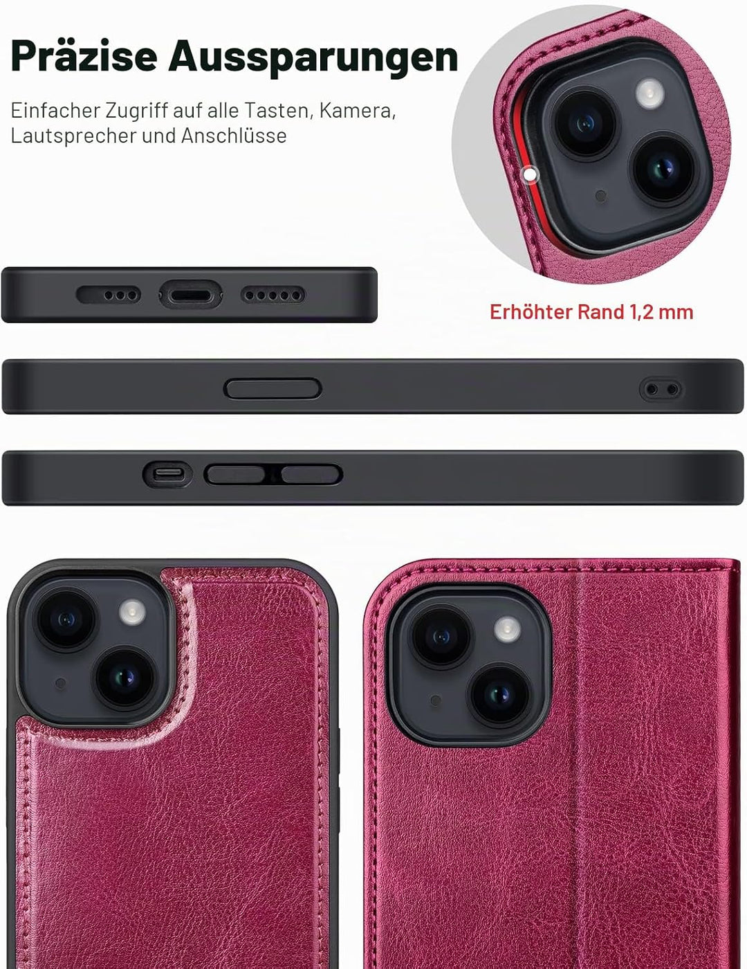 OCASE Kompatibel für14 Hülle(2in1) Leder Stossfestes Case, Abnehmbare magnetische Hülle, Mit Handsch