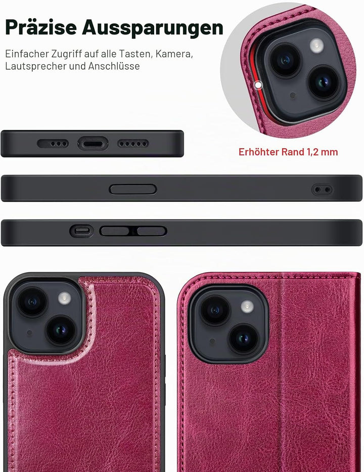 OCASE Kompatibel für14 Hülle(2in1) Leder Stossfestes Case, Abnehmbare magnetische Hülle, Mit Handsch