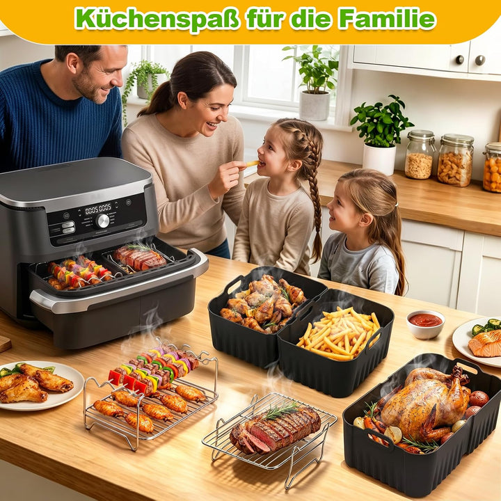 Edelstahl Grillrost Set für Ninja AF500EU/COSORI 10L Airfryer, 6 Stück | Heissluftfritteuse Zubehör,