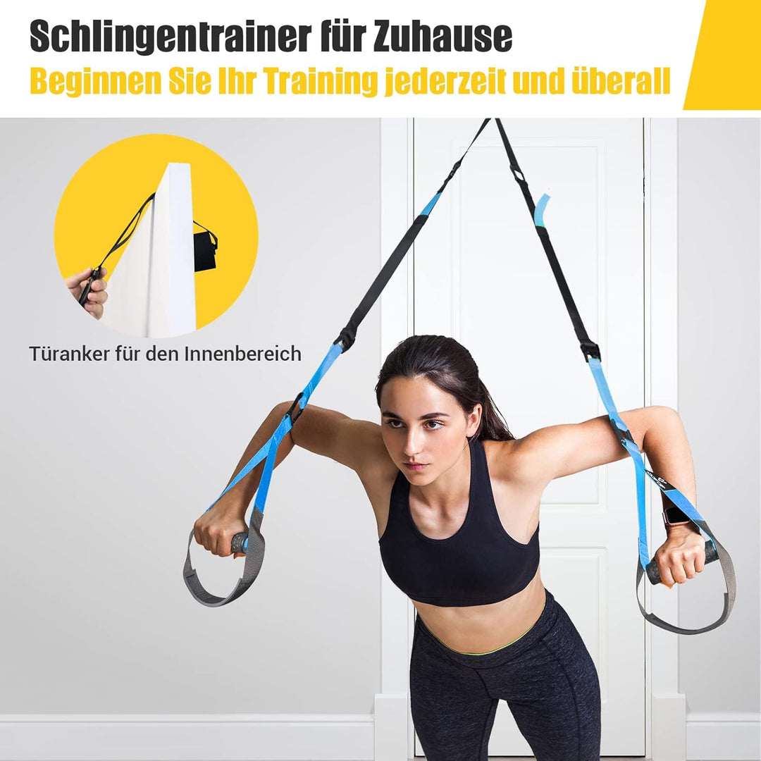 Schlingentrainer, Sling trainer für ein Ganzkörpertraining, Schlingentrainer für zuhause mit Grossem