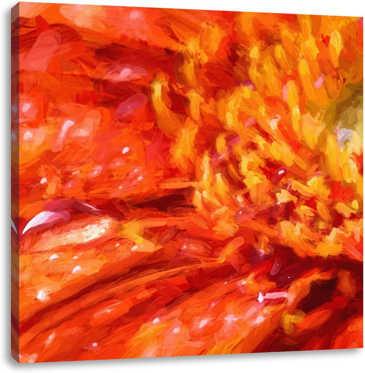 Pixxprint Blatt im Regen, Format: 70x70 auf Leinwand, XXL riesige Bilder fertig gerahmt mit Keilrahm