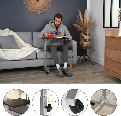 MEUBLE COSY Laptoptisch Höhenverstellbar mit Rollen Laptopständer Beistelltisch Sofatisch Nachttisch