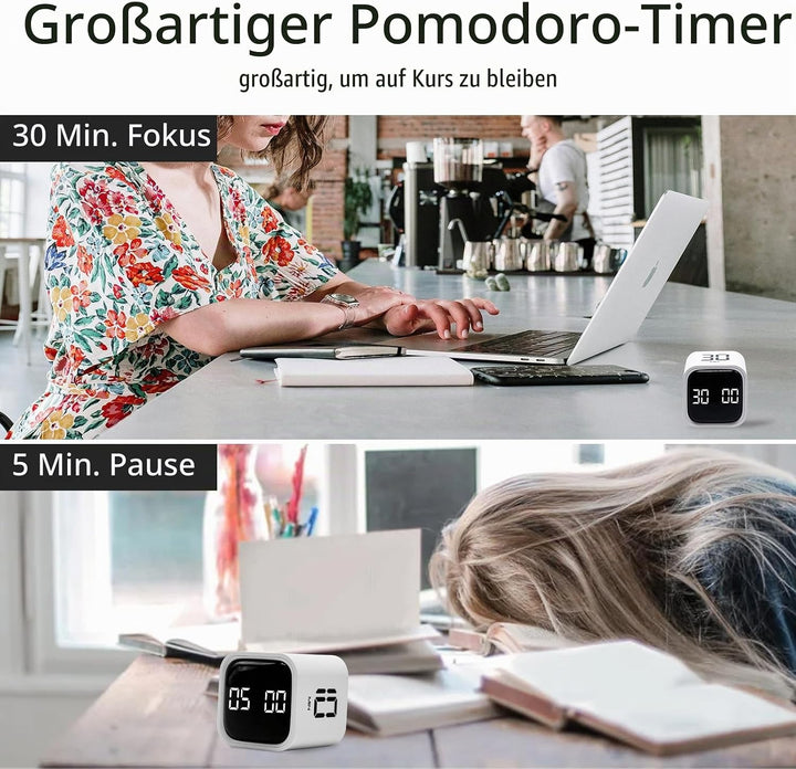 Productivity Timer, Pomodoro Timers Cube Timer Würfel, Flip Schwerkraft Sensor, Stumm,Vibriert und T