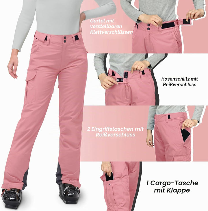 33,000ft Damen Skihose Outdoorhose Wasserdicht Winddichte Softshellhose Warme Gefütterte Thermohose